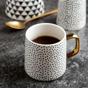Thyme & Table stoneware white with black dots mug with handle 15 oz
